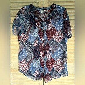 Westport Red and Blue Floral Top